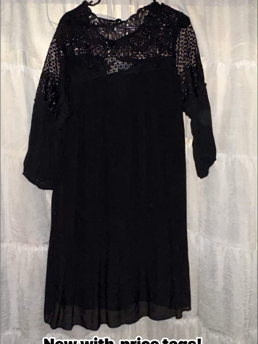 Black Lace Yoke Long Sleeve Women’s Dress
